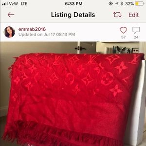 Red Louis Vuitton Scarf